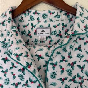 Petite Plume Christmas Holiday mistletoe Pattern flannel Pajama Set